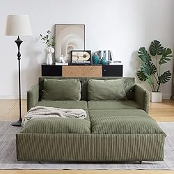 65-Inch Corduroy Loveseat Sofa with Pull Out