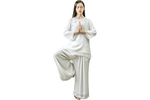 KSUA Traditional Chinese Clothing Womens Tai Chi Clothing Zen Meditation Uniform Kung Fu Clothing for Martial Arts Qigong