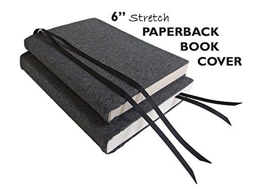 6" TRADE Size Paperback Book Cover in DARK GREY HEATHER, Stretch Fabric Book Cover, Small Book Sleeve
