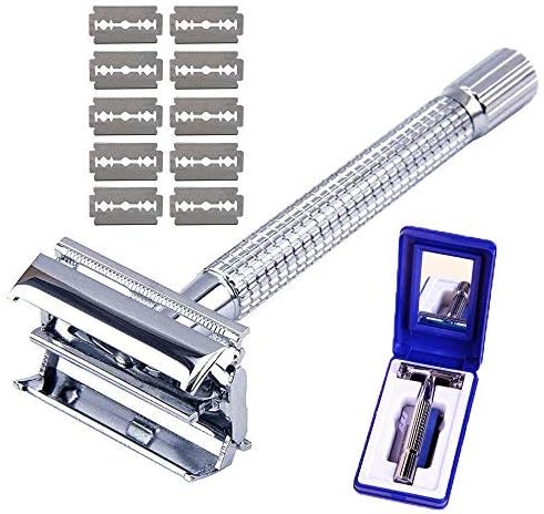 Adjustable Safety Razor Shave Mens Shaving Double Edge Classic Safety Razor Blade Exposure Six Levels 1 Handle With 10 Blades