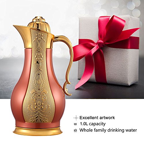 BonNoces 34 Ounce Coffee/Tea Thermal Carafe - Stainless Steel Double Walled Vacuum Insulated Heat & Cold Retention-Retro Romantic Presents Unique Housewarming & Holiday Gift - Thumbnail 4