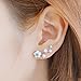 Ear Crawler Earrings Climbers Pearl Flower Ear Cuff Pin Vine Wrap Stud Crystal Rhinestone Clip On Jewelry Silver Plated