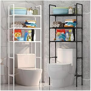 Toilet Storage Rack 3 -Tier above The Toilet Stainless Steel Bathroom Storage and Storage Can Accommodate Toiletries and Daily Necessities (black)