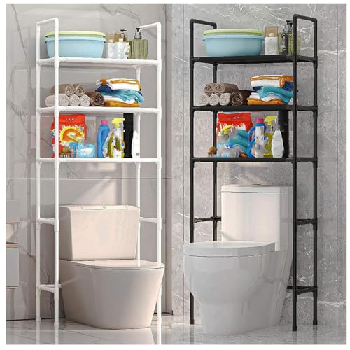 Toilet Storage Rack 3 -Tier above The Toilet Stainless Steel Bathroom Storage and Storage Can Accommodate Toiletries and Daily Necessities (black)