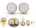 Mens 18K Yellow Gold Finish Cubic Zirconia CZ Round Stud Screw Back 10mm 2 tone Earrings