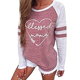 KESEE Clearance Womens Clothing☀ Fashion Ladies Long Sleeve Splice Color Blouse Patchwork Tops (S, Pink 5)