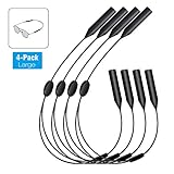 MoKo Adjustable Glasses Strap, [4 Pack] Universal Fit Sports Eyewear Retainer Sunglasses Straps, Unisex Sunglass Strap Safety Eyeglass Chain Holder with Large Round-Head for Men, Women - Black