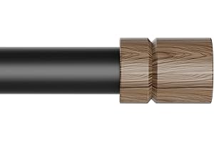 SMODBRODRE Wood Curtain Rods for Windows 66 to 120 Inches, Adjustable Length 1 Inch Heavy Duty Window Curtain Rod with Decora