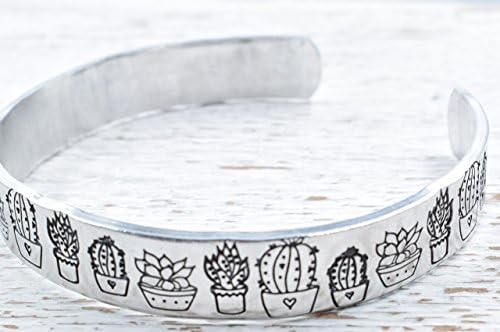 Cacti and Succulent Bracelet Hand Stamped Cuff