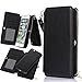 iPhone 7 Plus Case, Itrendz 12 Card Holder Pro - [Zipper Cash Storage] Premium Button PU Leather Wallet Case Cover With Detachable Magnetic Hard Case For iPhone 7 Plus (5.5 Inch), Black