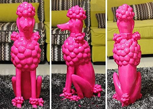 DSZXHN Statues for Home Decor,Modern European Pink Resin Poodle Desktop Decoration,Animal Shape,Figurines Sculptures Statuettes,for Home Office Bookshelf Craft Gift