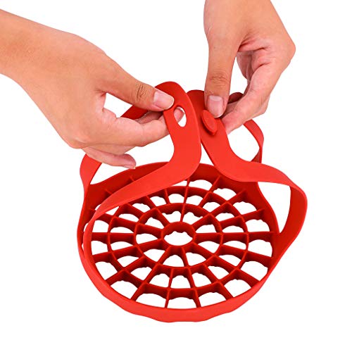 TADAMI Cooling Rack Baking, Silicone Roasting Rack Bakeware Sling Trivet Oven Baking Rack for Cooking Steam (red) - Thumbnail 2