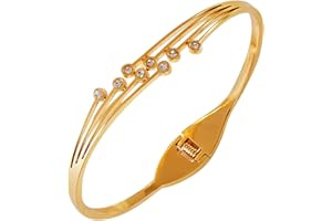 Vbvbip 18K Gold Plated 316L Stainless Steel Bracelets Bangle Collection - 12 Unique Designs + Matching Diamond-Accent Titanium Steel Chain, Gift for Women