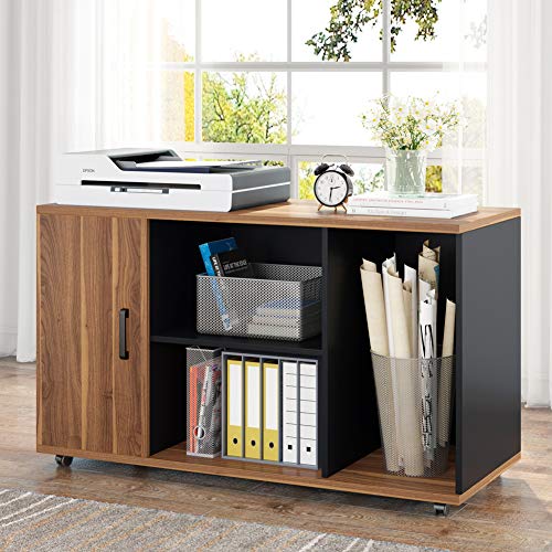 LITTLE TREE L-Shaped Computer Desk, 55" Executive Desk Business Furniture with 39” File Cabinet Storage Mobile Printer Filing Stand for Home Office Desk Walnut - Image 3