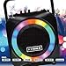 Fisher Wireless Sports Stereo System, 6inch Subwoofer Speaker, Bluetooth Enabled, FM Radio Player, Karaoke Features with LCD Display, LED Multicolor Lights, Auxiliary Input, and Ultra-Portable Design