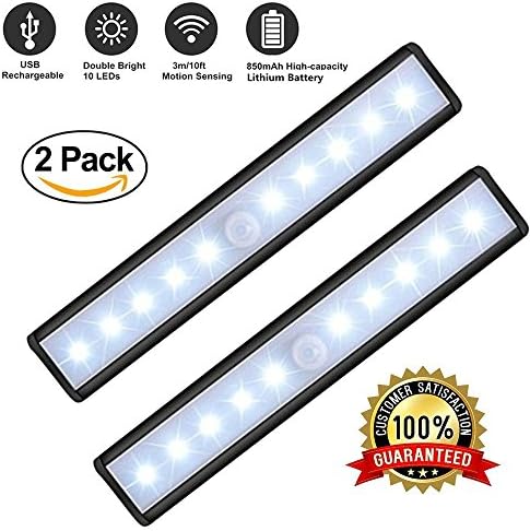 USB Portable 10-LED Wireless Motion Sensor Closet Under Cabinet Rechargeable Magnetic Night Light Lamp