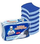 MR.SIGA Non-Scratch Cellulose Scrub Sponge, Dual-Sided Dishwashing Sponge for Kitchen, 12 Pack