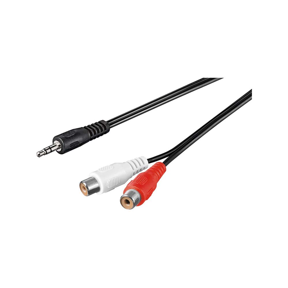 Goobay 50116 3.5 mm Audio Cable Adapter, Male to Stereo RCA Female, Black, 1.5 m Cable Length