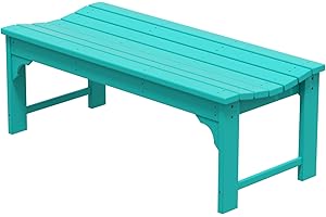 WO WESTIN OUTDOOR WO Home Furniture 48" Modern Backless Bench, HDPE Plastic, Turquoise