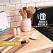 Pink Mason Jar Kitchen Utensil Holder for Kitchen Counter - Rustic Ceramic Utensil Crock for Spoons, Spatulas & Cooking Tools - Farmhouse Decor for Countertop - Unique Vintage Container and Organizer