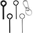JianLing 1set Annular Allen Wrench Set Standard Dogging Key with Full Loop, Allen Wrench Door Key for Push Bar Panic Exit Devices (1pc 5/64 1pc 1/8 1pc 5/32 1pc 7/32 black circle and 1pc keychain)