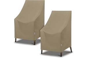 SunPatio Outdoor High Back Chair Covers, Heavy Duty Waterproof Stackable Patio Furniture Covers, All Weather Protection, 2 Pack -27" W x 30" D x 42" H, Taupe