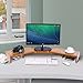 Ufine Bamboo Monitor Stand Riser Adjustable Length Angle for 3 Monitors Dual Triple Computer Screen Raiser PC Laptop Holder Desktop Organizer for Home Dorm Office, Space Saving (42-50 Inch)