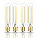 Hizashi 4W LED T6.5 Tubular Filament Bulb E17 Intermediate Base Dimmable 4.7'' Length 40W Equivalent Light Bulb 4000K Cool White 90+ CRI for Exit Sign Light, Refrigerator, Freezer, UL Listed - 4 Pack