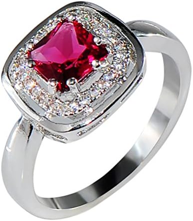 JBL Women Hot Pink Big Crystal White Gold Filled CZ Engagement Anel Anies Wedding Ring