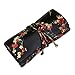 Red Blossom Jewelry Roll Clutch Large - Silk Brocade (Cherry Blsm Chinois Black)