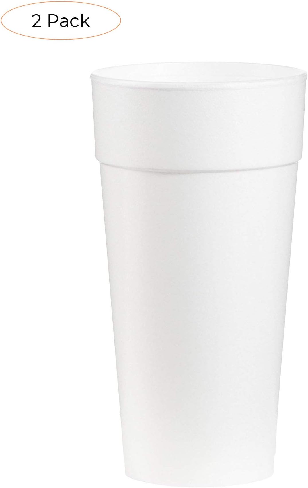 Dart 24J16 Drink Foam Cups, Hot/Cold, 24oz, White, 25 Per Bag (Case of 20 Bags) (Twо Расk)
