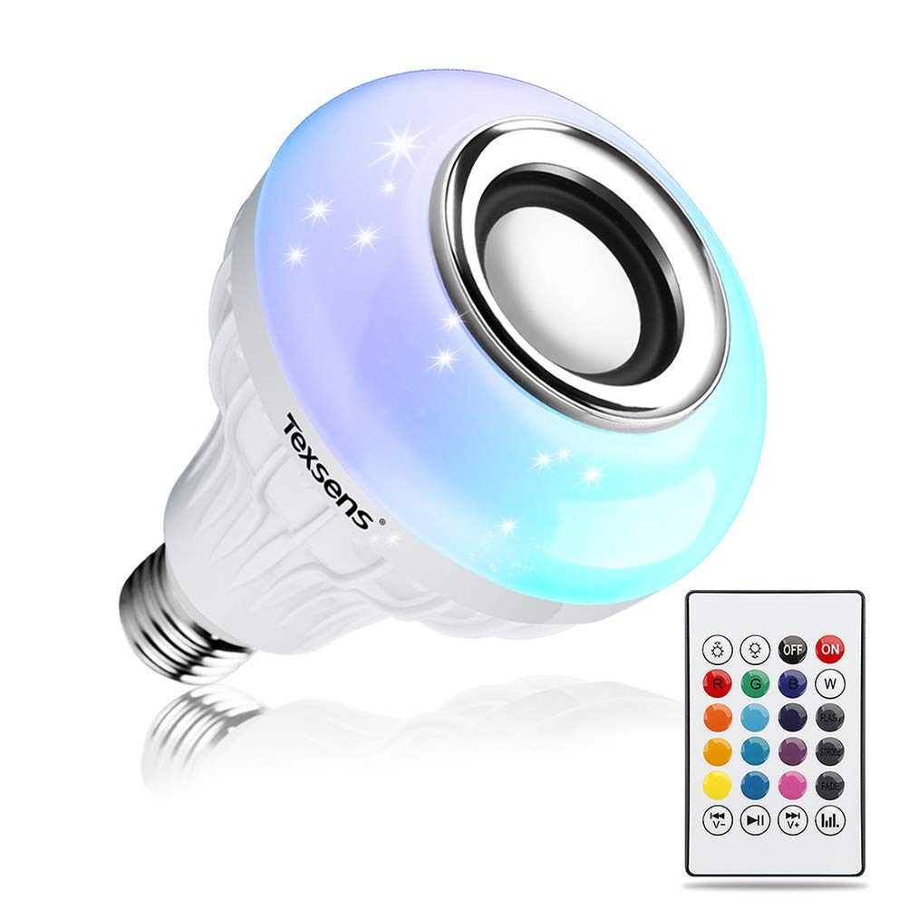 Texsens LED Light Bulb Bluetooth Speaker, 6W E26 RGB