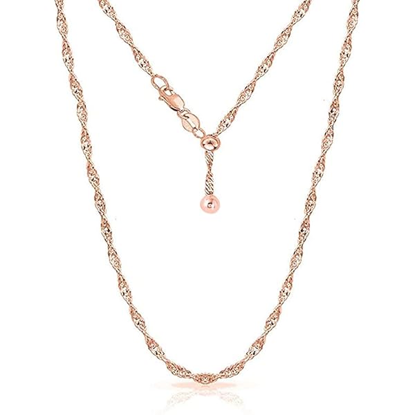 Amazon.com: Verona Unisex Italian Rose Gold Plated Sterling Silver
