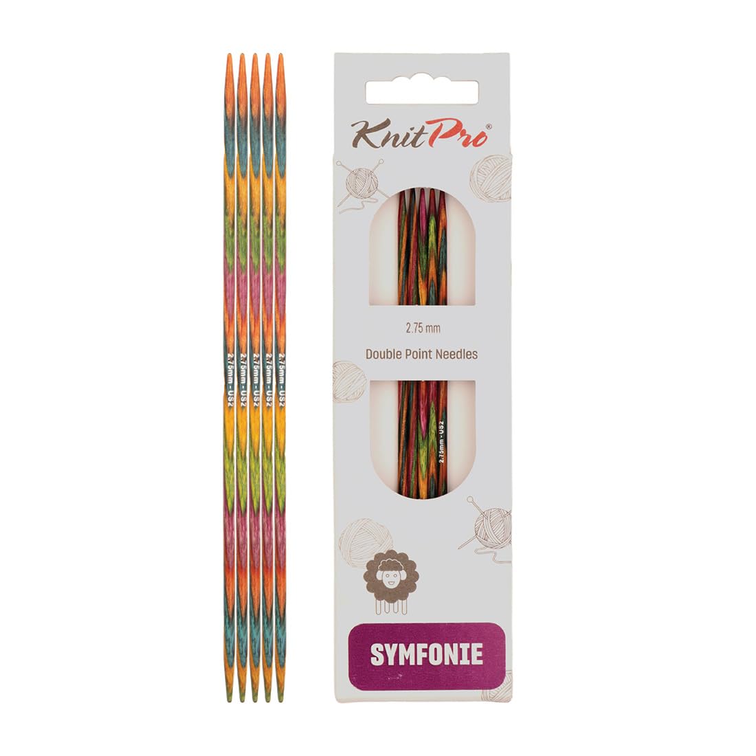 KnitPro Symfonie Double Pointed Needles 4" (10cm) | 2.75mm