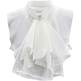 Vintage Palace Detachable Half Shirt Blouse Fake Collar Chiffon Professional Suit Faux Collar Ruffle Stand Collar