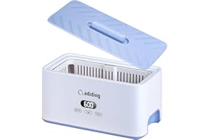 Adiding Jewelry Cleaning Machine, 1000mL (33.8oz) Sonic Retainer Ring Cleaner with 5 Time Mode and Degassing Function Ultrasonic for Glasses, Earrings, Necklaces, Denture, Coins, Pacifier, Blue