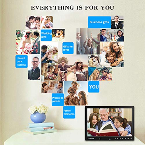 Digital Photo Frame, Cornmi Digital Picture Frame Music HD Body Motion Sensor Auto Rotation Alarm Calendar Video Player With Remote Control for Wedding Commemoration Valentine's Day gift