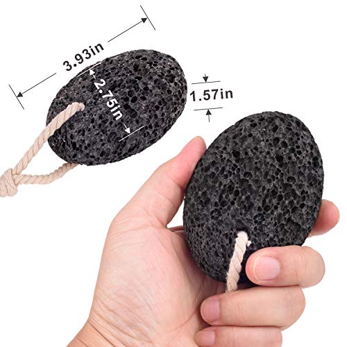 Natural Pumice Stone for Feet(Pack of 2), Chialstar Lava Pedicure Tools Hard Skin Callus Remover for Feet and Hands - Natural Foot File Exfoliation to Remove Dead Skin - Includes Bag and Suction Hook