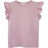 GLEAMING GRAIN Toddler Girls Ruffle Sleeve T-Shirt Plain Tank Tops Basic Blouse for Girl
