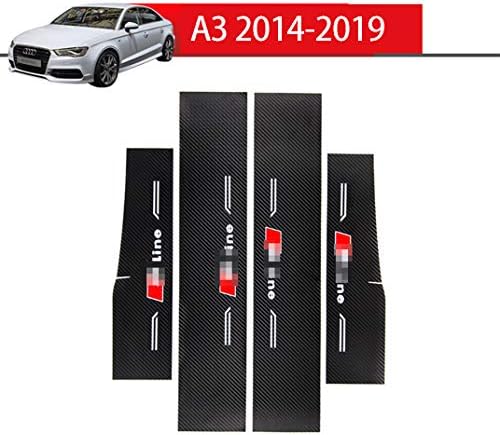 Slewoo Carbon Fiber Texture Pu Leather Welcome Pedal Rear Guard Plate Threshold Skid Plate Auto Parts for A3 2014-2019 4pcs