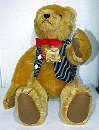 Hermann Teddy Original 'BERNHARD BEAR' TAN color 20 INCHES #194 of 2,000. Growler. Signed by G.G. Hermann 1990 100% Mohair