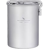 usharedo Ultralight Portable 900ml Outdoor Titanium Pot with Lid Folding Handle Camping Water Rice Food Bowl Cup Mug Bottle Ti15103B11