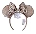 Disney Parks Rose Gold Color Glitter Minnie Ears Headband with Sequin Bow
