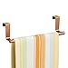 mDesign Decorative Metal Kitchen Over Cabinet Towel Bar - Hang on Inside or Outside of Doors, Storage and Display Rack for Hand, Dish, and Tea Towels - Copper