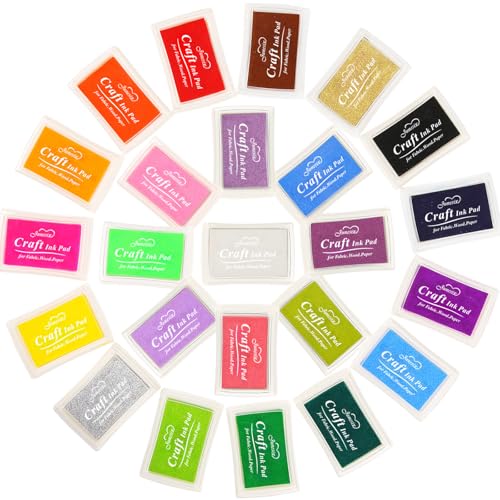 YPSelected 24 Colors Set of Ink Stamp Pad for Paper Wood Fabric for Rubber Stamps