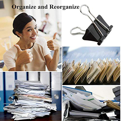 Harapu Extra Large Binder Clips 2-Inch, Big Paper Clamps for Office School Home Kitchen Supplies, Black (6 Pack) - Thumbnail 4