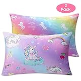 Nidoul Toddler Pillowcases, 2 Pack Unicorn Rainbow Kid Pillow Cases, 14