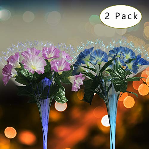 dapai FB-01 Fiber Optic Flower LED Solar Garden Stake Lights, Pink+Purple - Thumbnail 6