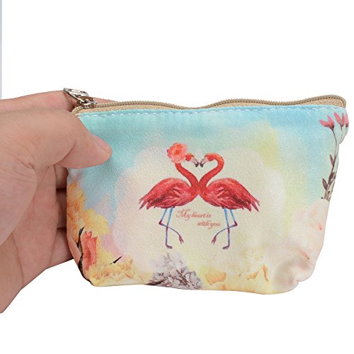 Women and Girls Cute Fashion Coin Purse Wallet Bag Change Pouch Key Holder (Flamingos)