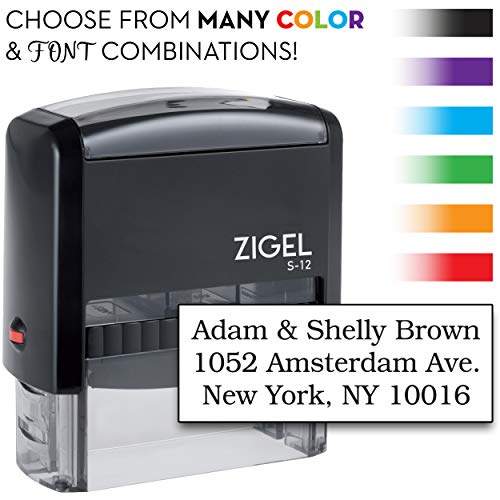 ZIGEL S+12 Self Inking Rubber Stamp 3/4" x 1-7/8" with Extra Replacement Ink Pad - Customize Online up to Four Lines of Type - Many Font and Color Choices - Thumbnail 2